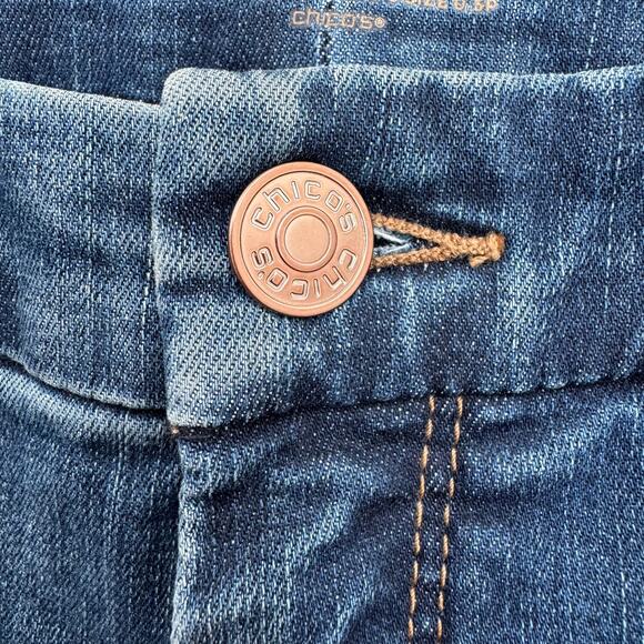 Chico's So Slimming Girlfriend Ankle Jewel Embellished Denim Jeans 6 Petite - Picture 4 of 9
